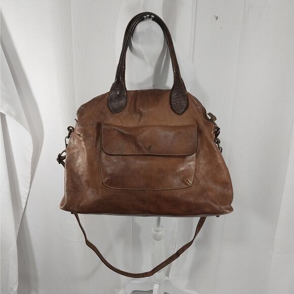 GORGEOUS PECAN BROWN "WEATHERED" GENUINE LEATHER SHOULDER BAG, PURSE, HANDBAG! - Picture 2 of 10